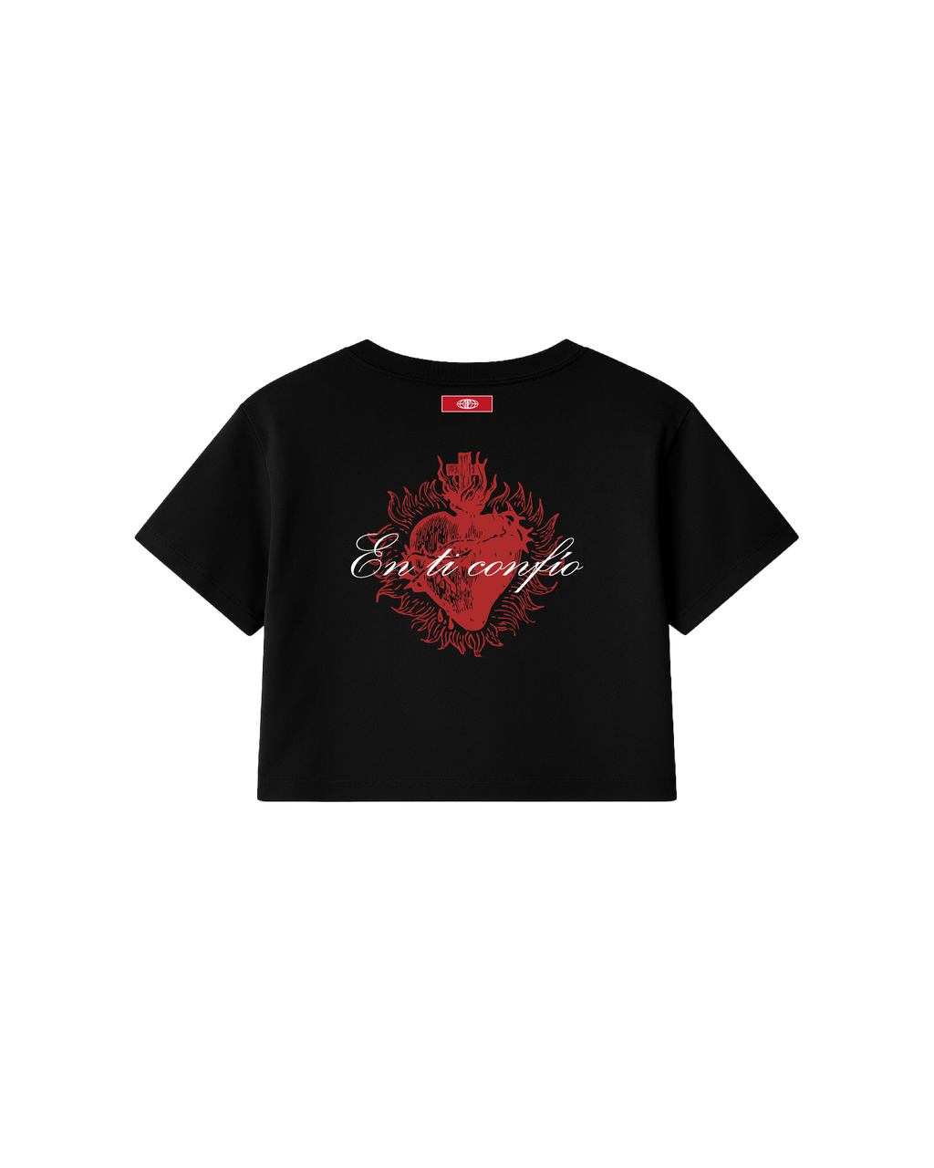Crop Top Premium "En Ti Confío" Black